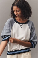 Pilcro Ribbed Raglan Short-Sleeve Sweatshirt