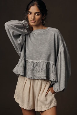Pilcro Long-Sleeve Cropped Babydoll Top