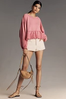 Pilcro Long-Sleeve Cropped Babydoll Top
