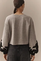 By Anthropologie Velvet Appliqué Sweatshirt