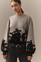 By Anthropologie Velvet Appliqué Sweatshirt