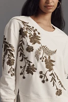 By Anthropologie Fern & Flower Crew-Neck Sweatshirt