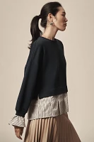 Maeve Striped Trim Twofer Sweatshirt