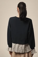 Maeve Striped Trim Twofer Sweatshirt