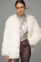 By Anthropologie Shaggy Faux-Fur Cardigan Sweater