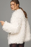 By Anthropologie Shaggy Faux-Fur Cardigan Sweater