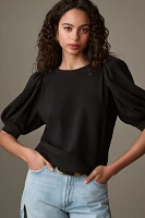 Maeve Short Puff-Sleeve Sweatshirt