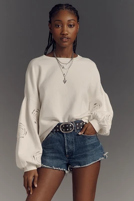 Sanctuary Drop-Shoulder Rose-Motif Sweatshirt