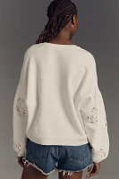 Sanctuary Drop-Shoulder Rose-Motif Sweatshirt