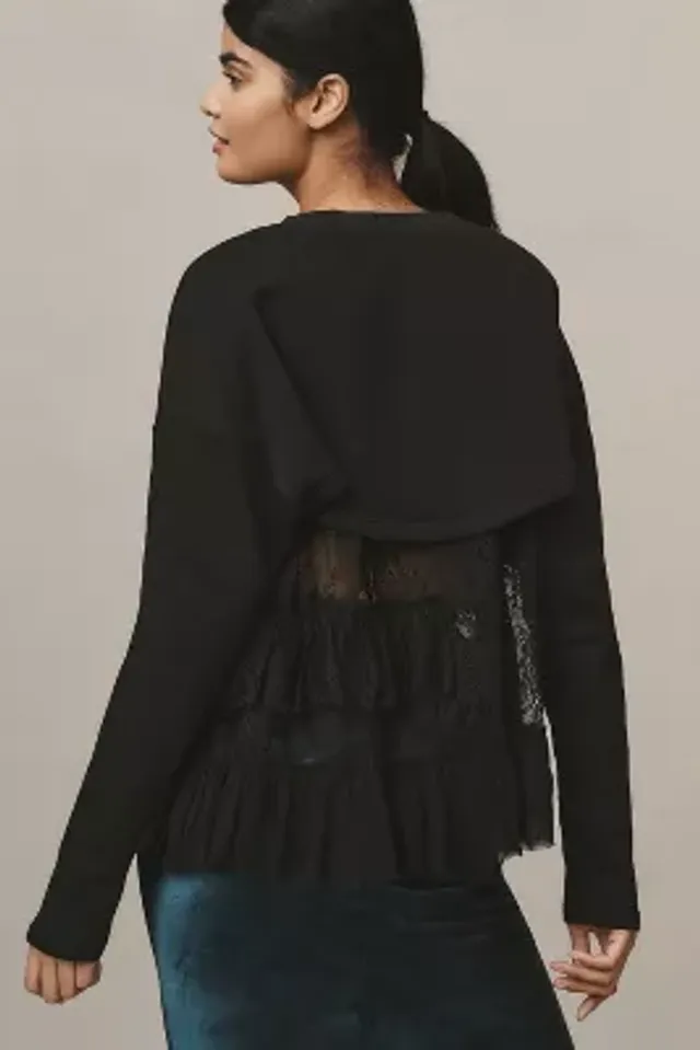 By Anthropologie Ruffle Lace Shrug