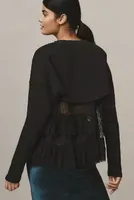 By Anthropologie Flouncy Lace Shrug Top