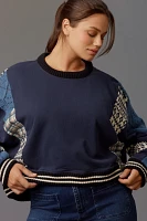 Pilcro Mixed Media Pullover Sweatshirt