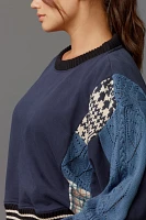 Pilcro Mixed Media Pullover Sweatshirt