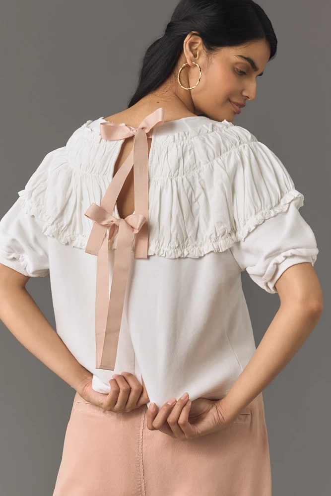 By Anthropologie Tie-Back Ruched Blouse