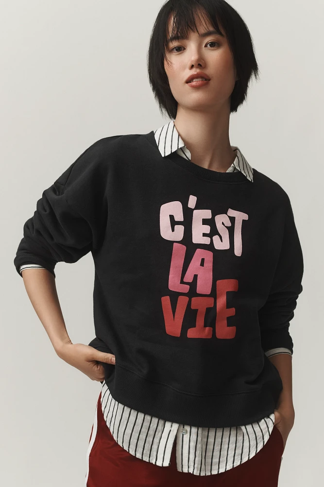 Jordan Nickson x Anthropologie C'est La Vie Graphic Sweatshirt