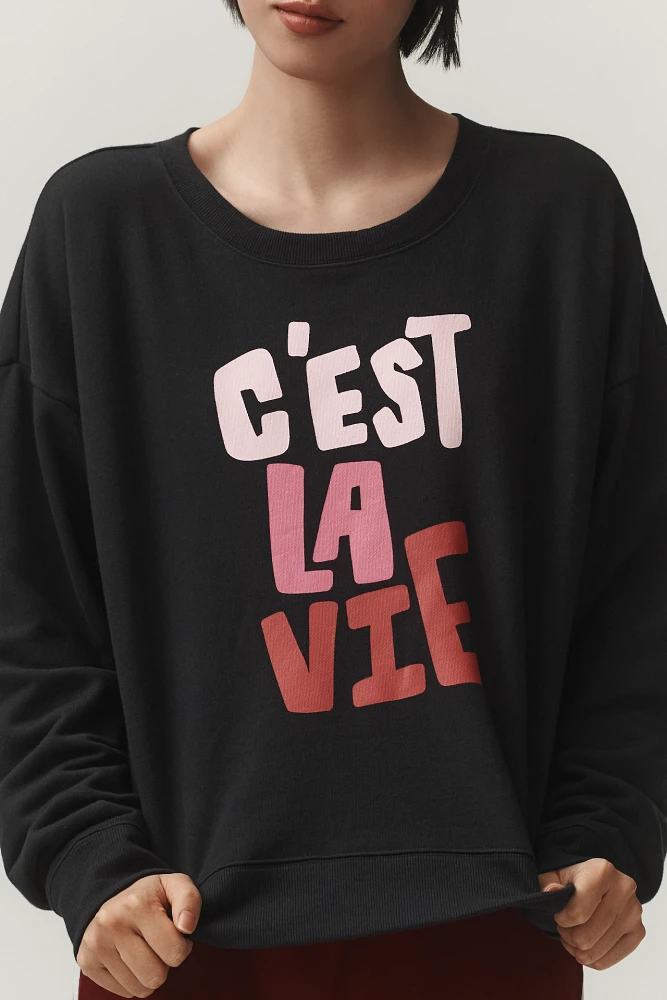 Jordan Nickson x Anthropologie C'est La Vie Graphic Sweatshirt