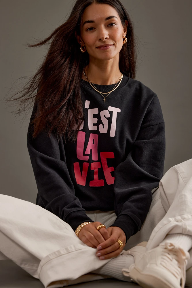 Jordan Nickson x Anthropologie C'est La Vie Graphic Sweatshirt