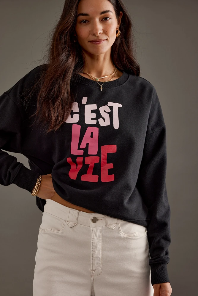 Jordan Nickson x Anthropologie C'est La Vie Graphic Sweatshirt