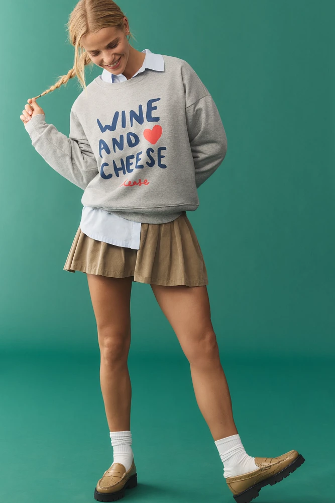 Jordan Nickson x Anthropologie Wine and Cheese Graphic Sweatshirt