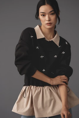 Maeve Embellished Twofer Pullover