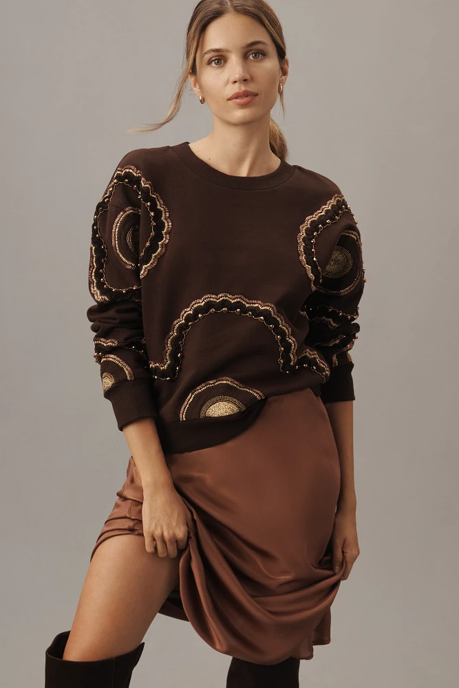 Ollari Embellished Pullover Sweatshirt