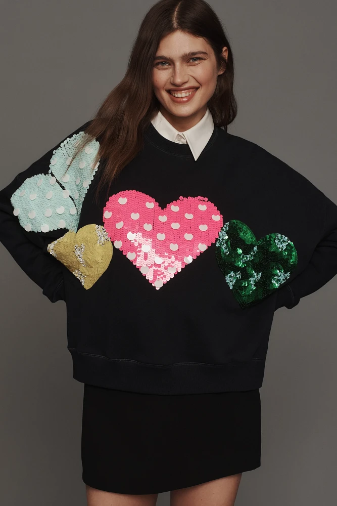 Essentiel Antwerp Hacoeur Heart Sequin Sweatshirt