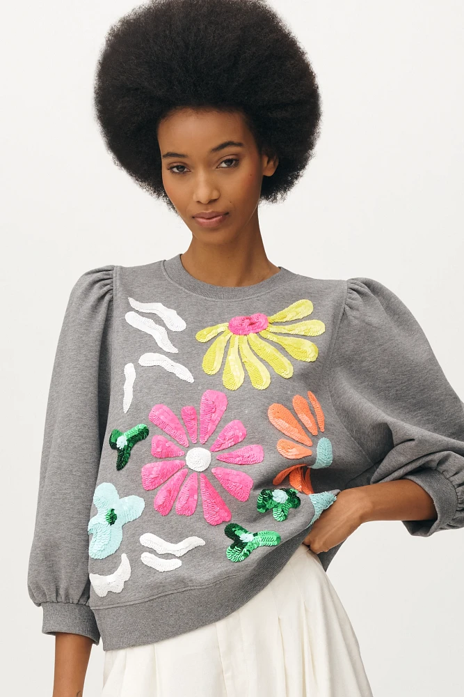 Essentiel Antwerp Hun Sequin Flower Sweatshirt