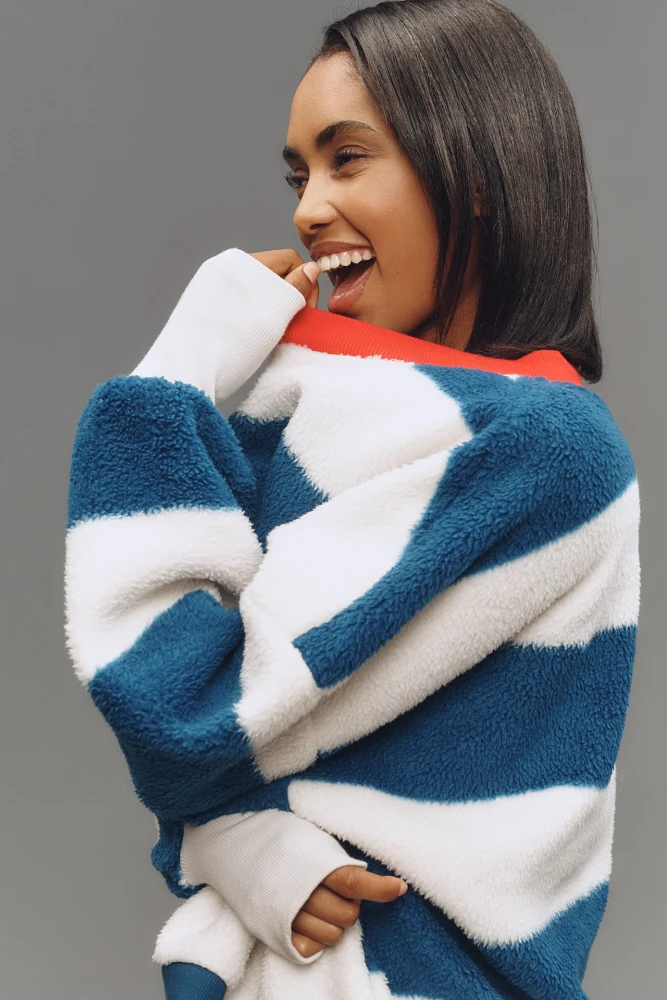 Maeve Cotton Sherpa Fleece Stripe Sweater