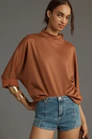 By Anthropologie Mock-Neck Three-Quarter Top