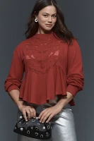 By Anthropologie Cutwork Swing Top