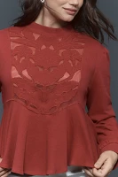 By Anthropologie Cutwork Swing Top