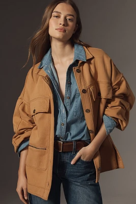 Pilcro Cotton Microfleece Button-Front Jacket