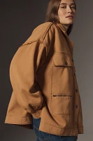 Pilcro Cotton Microfleece Button-Front Jacket
