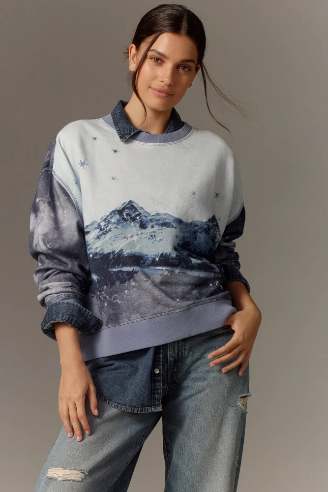 Pilcro Scenic Mountain Crew Neck Sweatshirt