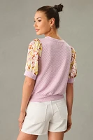 Porridge Puff-Sleeve Pullover Top