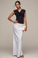 Porridge Short-Sleeve Cowl-Neck Back-Cutout Top