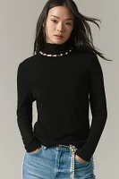 Design History Pearl-Trim Turtleneck Top