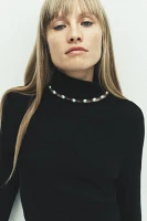 Design History Pearl-Trim Turtleneck Top