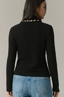 Design History Pearl-Trim Turtleneck Top