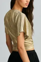 Bishop + Young Twist-Front Shimmer Top