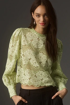 DOLAN Long-Sleeve Mock-Neck Lace Top