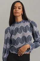 DOLAN Mock-Neck Lace Blouse