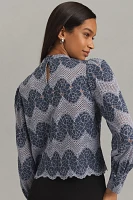 DOLAN Mock-Neck Lace Blouse