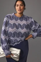 DOLAN Mock-Neck Lace Blouse