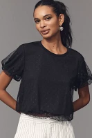 Dolan Left Coast Mesh Dot Short Sleeve Bubble Top