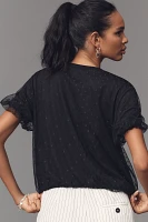 Dolan Left Coast Mesh Dot Short Sleeve Bubble Top