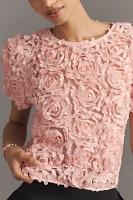 Dolan Left Coast Puff-Sleeve 3D Floral Top
