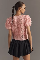 Dolan Left Coast Puff-Sleeve 3D Floral Top