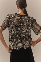 Dolan Left Coast Flower Appliqué Sheer Tee