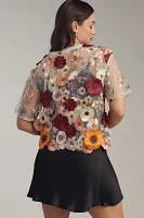 Dolan Left Coast Flower Appliqué Sheer Tee